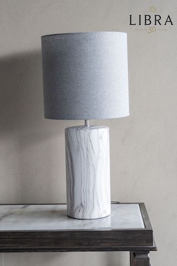 Libra Interiors White Marble Effect Table Lamp (N66843) | £70