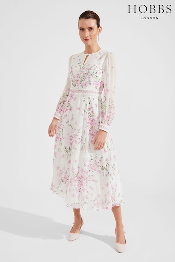 Hobbs Skye Silk White Dress (N66901) | £349