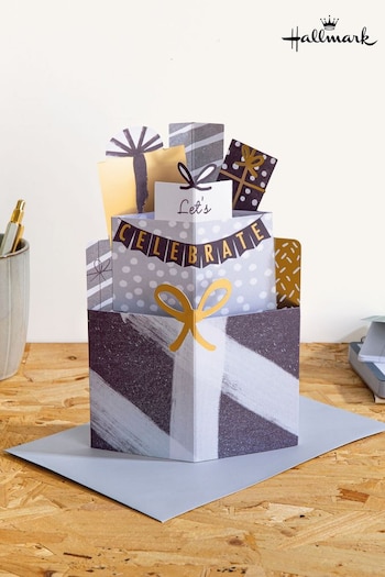 Hallmark Silver Let's Celebrate Card 3D Pop Up Presents Design (N66917) | £4