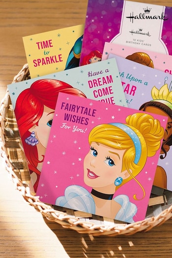 Hallmark Pink 10 Pack Birthday Cards In 5 Disney Princesses Designs (N66918) | £12