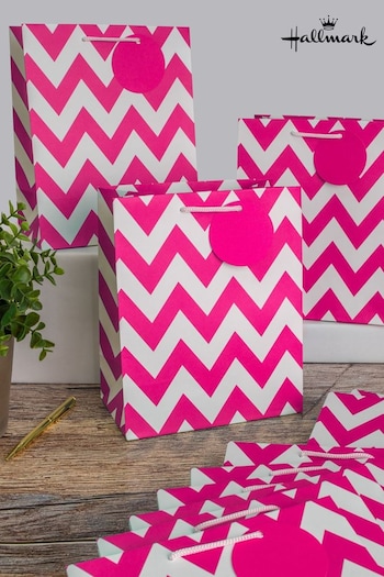 Hallmark Pink Set of 12 Medium Gift Bags In Zig-Zag Design (N66922) | £18