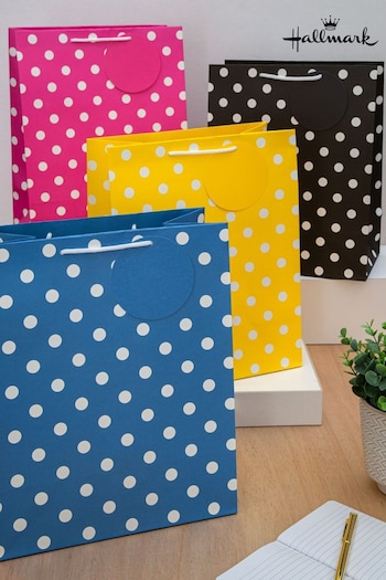 Hallmark Pink Set of 4 Large Gift Bags In Polka Dot Designs (N66923) | £8