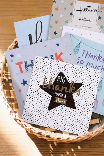 Hallmark Grey 10 Pack Thank You Cards In 5 Designs (N66929) | £8