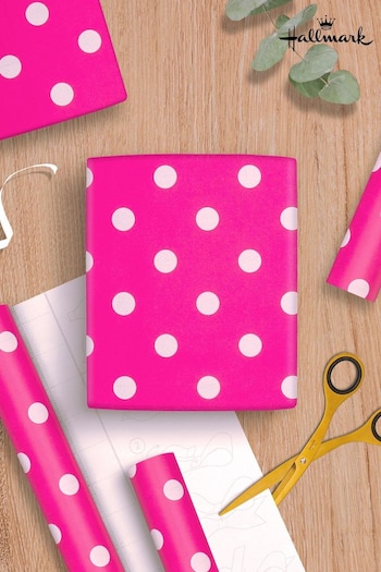 Hallmark Pink 6M Pack of 3 Polka Dot Wrapping Paper (N66937) | £8