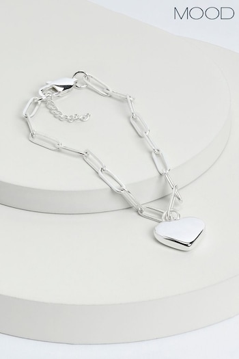 Mood Silver Polished Heart Chain Bracelet (N66938) | £17