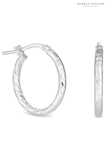 Simply Silver Sterling Silver Diamond Cut Mini Hoop Earrings (N66943) | £18