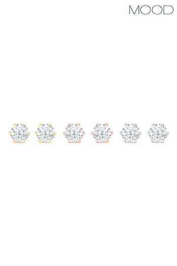 Mood Silver Crystal Stud Earrings 3 Pack (N66953) | £17