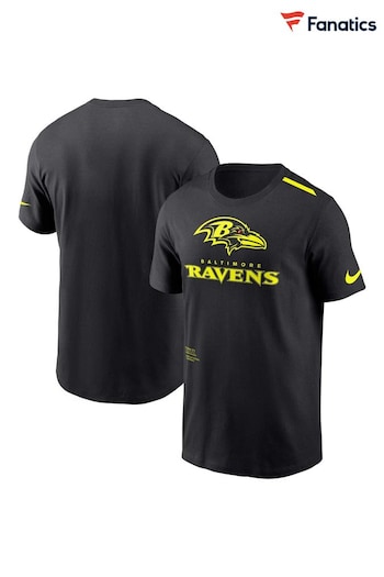 Fanatics NFL Baltimore Ravens VOLT Short Sleeve Dri-Fit Cotton Black T-Shirt (N67331) | £35