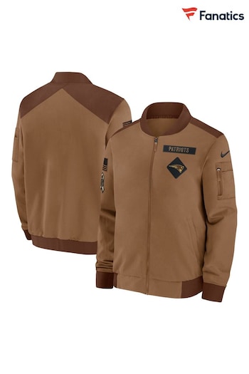 Fanatics NFL New England Patriots Long Sleeve Salute to Service Brown Bomber Jacket (N67353) | £130