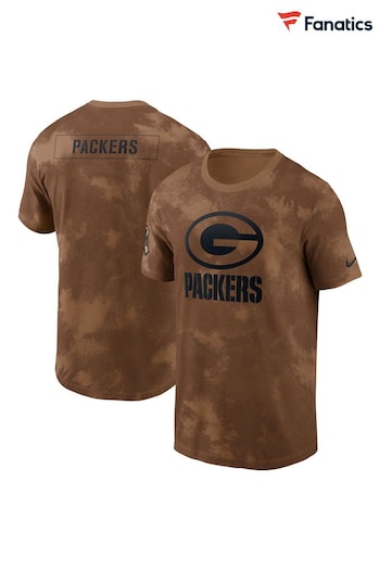 Fanatics NFL Bay Packers Short Sleeve Salute to Service Sideline Brown T-Shirt 2023 (N67388) | £35