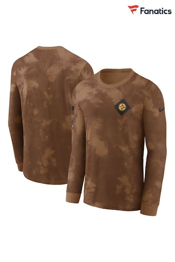 Fanatics NFL Pittsburgh Steelers 2023 Long Sleeve Salute to Service Brown T-Shirt (N67397) | £45
