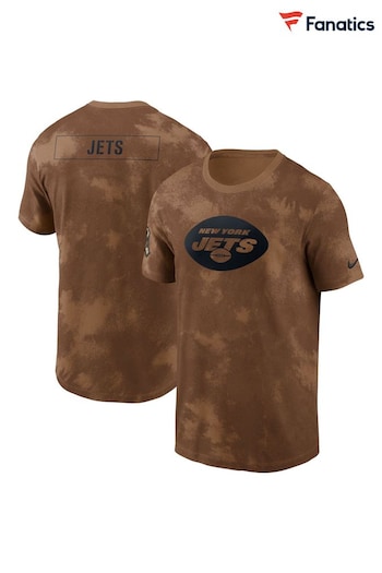 Fanatics NFL New York Jets 2023 Short Sleeve Salute to Service Sideline Brown T-Shirt (N67415) | £35