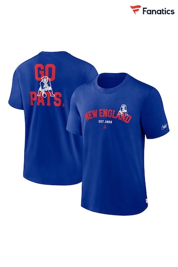 Fanatics Blue NFL New England Patriots Rewind Short Sleeve Heavyweight T-Shirt (N67424) | £40