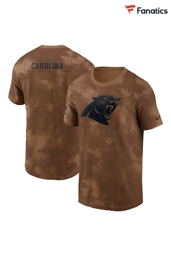 Fanatics NFL Carolina Panthers 2023 Short Sleeve Salute to Service Sideline Brown T-Shirt (N67432) | £35