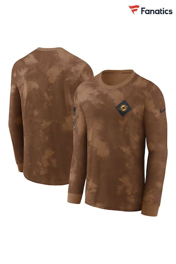 Fanatics NFL Miami Dolphins Long Sleeve Salute To Service Brown T-Shirt 2023 (N67435) | £45
