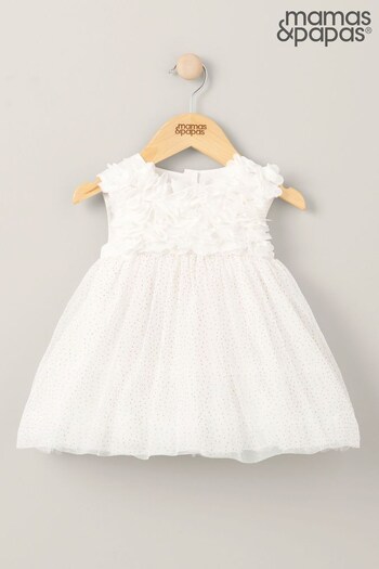 Mamas & Papas 3D Flower White Dress (N67479) | £39