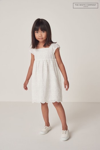 The White Company Cotton Broderie White Dress (N67482) | £34