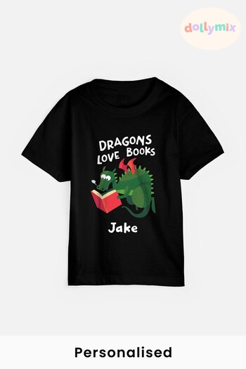 Personalised Reading Dragon Boys T-Shirt by Dollymix (N67495) | £17