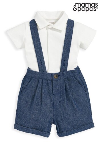 Suncare & SPF Blue Dungaree Shorts And Bodysuit Set 2 Piece (N67499) | £35