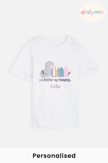 Personalised I'd Rather Be Reading Girls T-Shirt by Dollymix (N67505) | £17