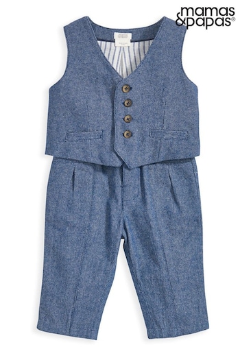 Mamas & Papas Blue Waistcoat And Trousers Set 2 Piece (N67507) | £35