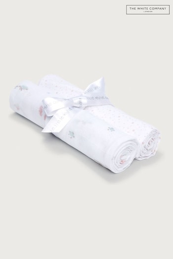 The White Company Pink Organic Cotton Sea Animal Muslins 2 Pack (N67510) | £16