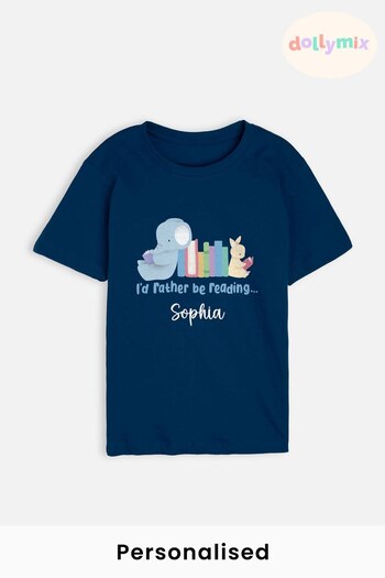 Personalised I'd Rather Be Reading Girls T-Shirt by Dollymix (N67513) | £17