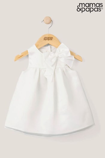 Mamas & Papas Organza Bow White Dress (N67517) | £45