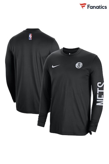 Fanatics NBA Brooklyn Nets Long Sleeve Pre Game Black T-Shirt (N67569) | £60