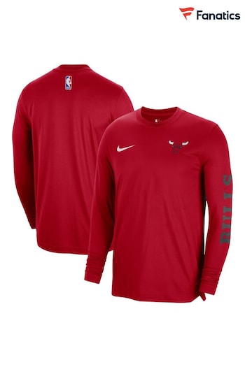 Fanatics Red NBA Chicago Bulls Long Sleeve Pre Game T-Shirt (N67595) | £60