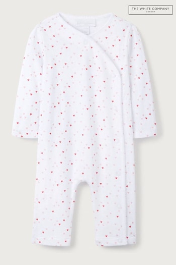 The White Company Organic Cotton Pointelle Wrap White Sleepsuit (N67674) | £22