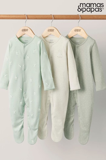 Mamas & Papas Giraffe Spotty Sleepsuits 3 Pack (N67725) | £22