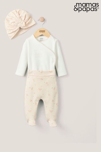 Mamas & Papas Pink 3 Piece Floral My First Outfit Set (N67731) | £25