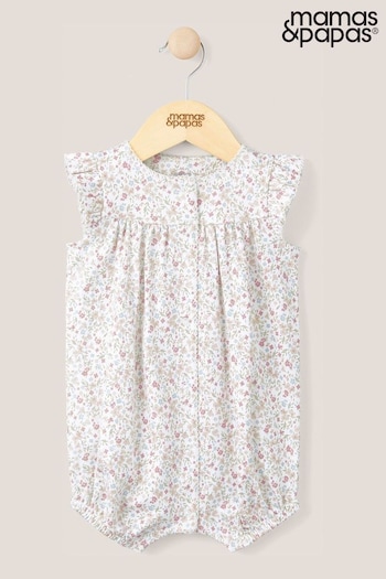 Mamas & Papas Pink Ditsy Floral Jersey Shortie Romper (N67747) | £16