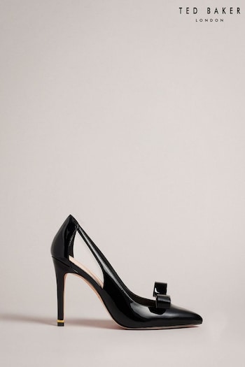 Ted Baker Orliney Patent Bow 100mm Cut Out Detail Black Courts (N67852) | £125
