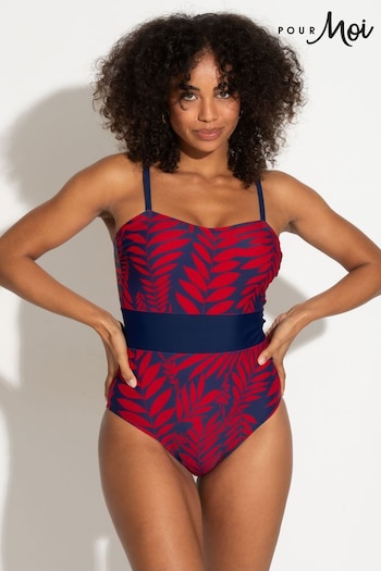 Pour Moi Blue Palermo Panelled Control Swimsuit (N67917) | £45