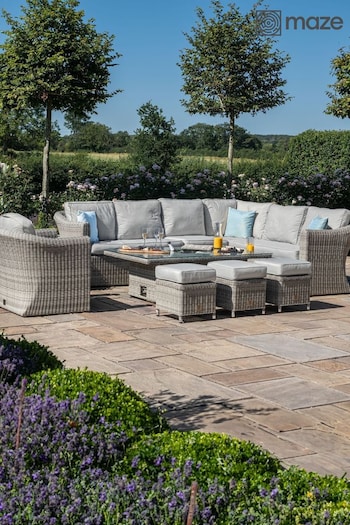 Maze Light Grey Oxford Garden Rattan Dining Set with Rising Table And Armchair (N68191) | £2,450