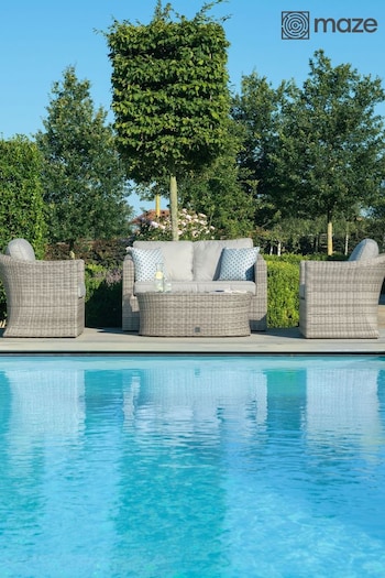 Maze Light Grey Garden Oxford Rattan 2 Seat Sofa Set (N68250) | £1,700