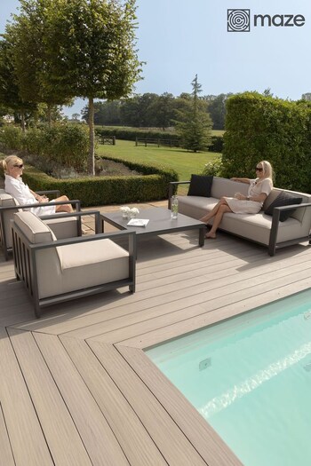 Maze Oatmeal Ibiza 3 Seat Garden Sofa Set With Square Coffee Table (N68271) | £3,050