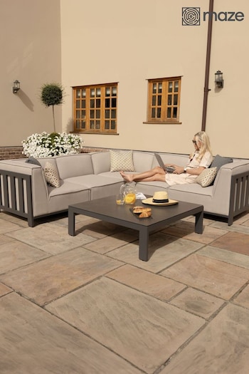 Maze Oatmeal Ibiza Garden Corner Sofa Set With Square Coffee Table (N68325) | £3,650