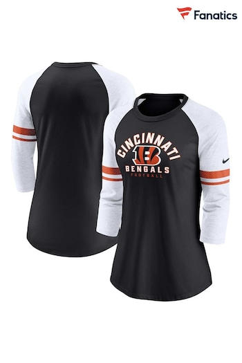 Fanatics NFL Cincinnati Bengals 3/4 Sleeve Fashion Black Top Womens (N68463) | £35