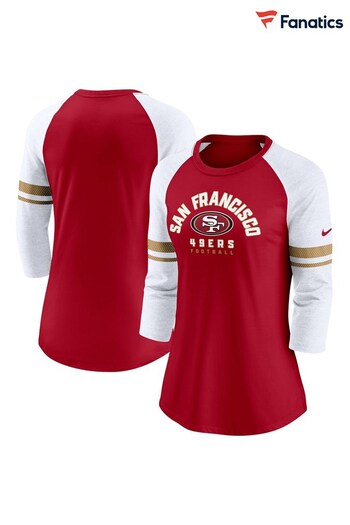 Fanatics Red NFL San Francisco 49ERS 3/4 Sleeve Fashion Top (N68534) | £35