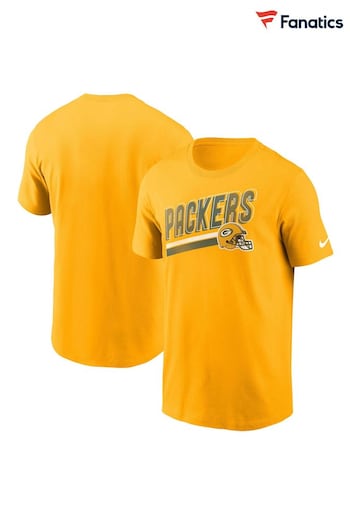 Fanatics NFL Green Bay Packers Essential Cotton Blitz Lockup Yellow T-Shirt (N68573) | £28