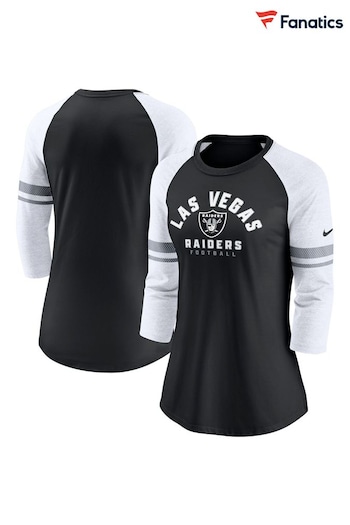 Fanatics NFL Las Vegas Raiders 3/4 Sleeve Fashion Black Top Kenzos (N68580) | £35