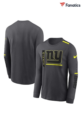 Fanatics Grey NFL New York Giants VOLT Long Sleeve Dri-FIT Cotton T-Shirt (N68777) | £45