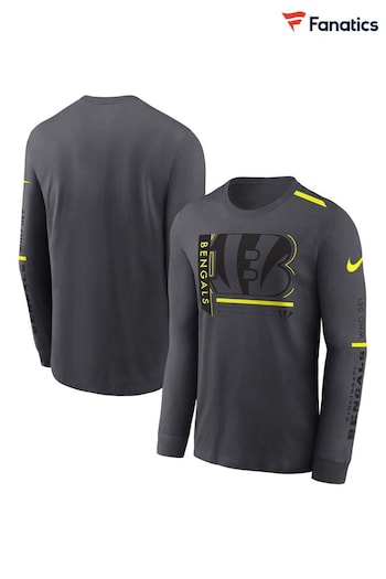 Fanatics Grey NFL Cincinnati Bengals VOLT Long Sleeve Dri-FIT Cotton T-Shirt (N68788) | £45