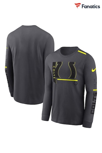 Fanatics Grey NFL Indianapolis Colts VOLT Long Sleeve Dri-FIT Cotton T-Shirt (N68802) | £45