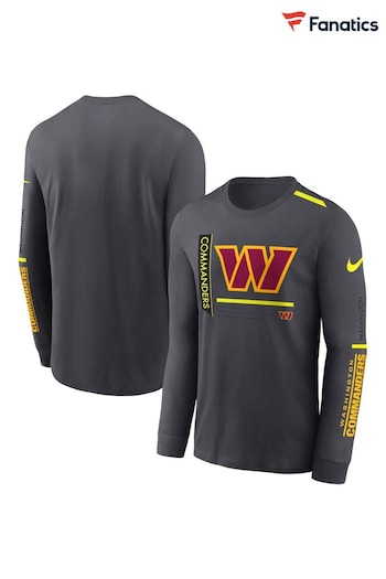 Fanatics Grey NFL Washington Commanders VOLT Long Sleeve Dri-FIT Cotton T-Shirt (N68816) | £45