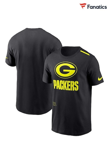 Fanatics NFL Green Bay Packers VOLT Short Sleeve Dri-FIT Cotton Black T-Shirt (N68836) | £35