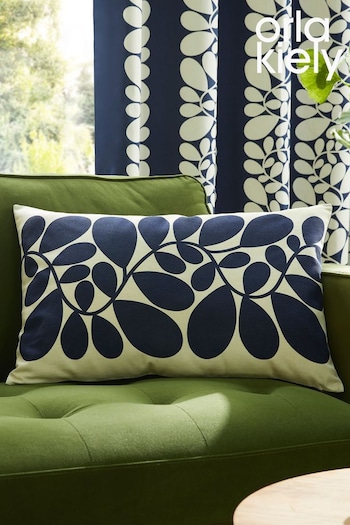 Orla Kiely Space Blue/Olive Green Sycamore Stripe Feather Filled Cushion (N68920) | £50